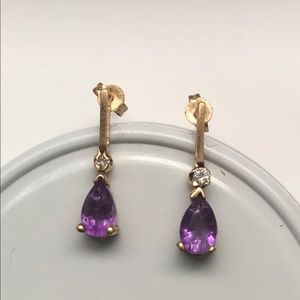 Dainty 14k gold and amethyst earrings